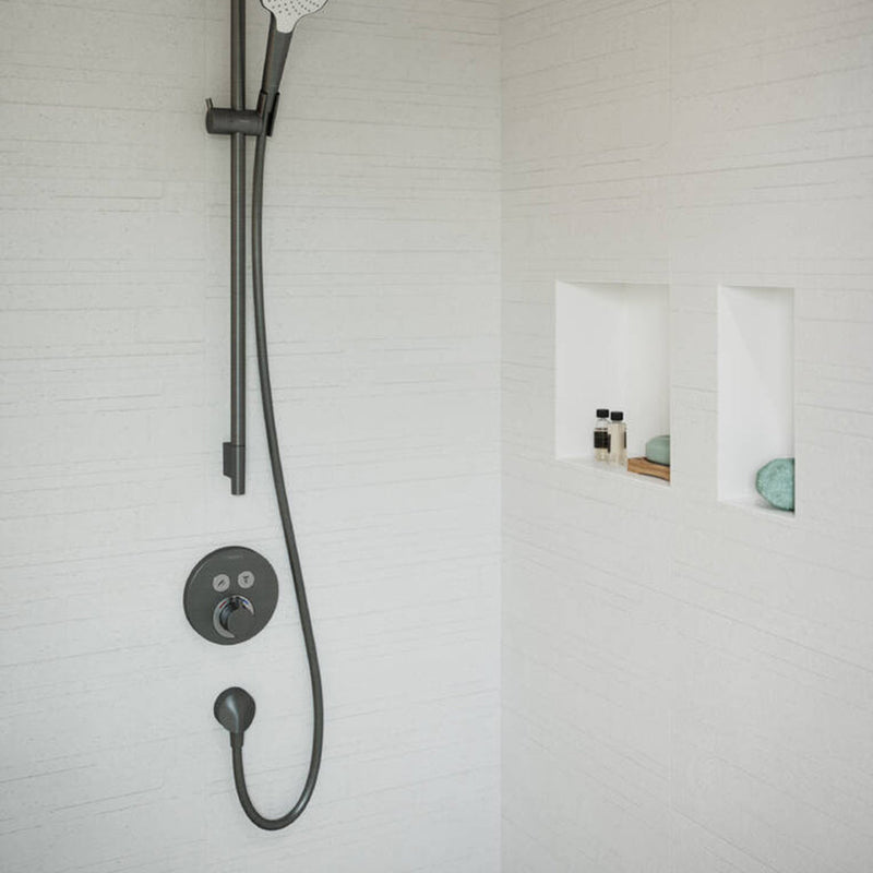 Showerselect S 2 Way Thermostatic Trim Shower Mixer - Wall Mount - 6" Brass/Brushed Black Chrome