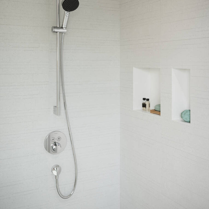 Showerselect S 2 Way Thermostatic Trim Shower Mixer - Wall Mount - 6" Brass/Polished Chrome