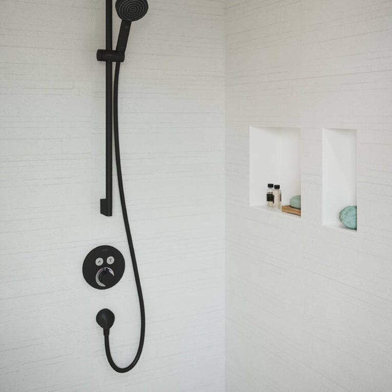 Showerselect S 2 Way Thermostatic Trim Shower Mixer - Wall Mount - 6" Brass/Matt Black