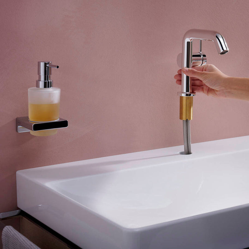 Addstoris Soap Dispenser - Wall Mount - 7" Brass/Polished Chrome