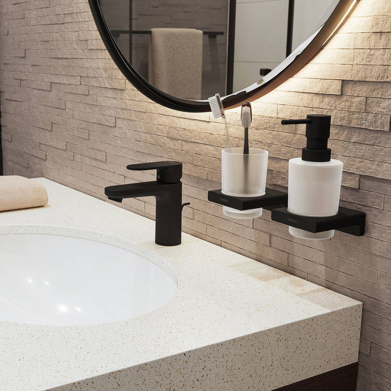 Addstoris Soap Dispenser - Wall Mount - 7" Brass/Matt Black