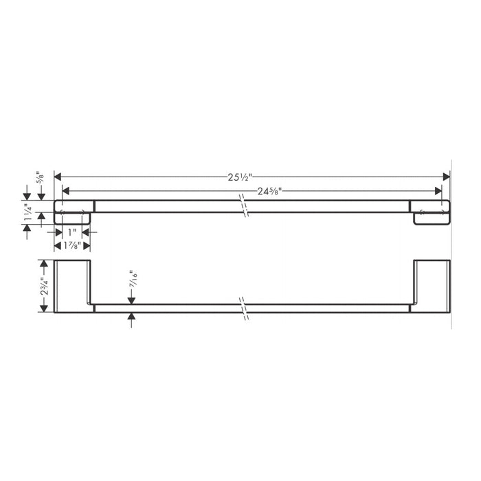 Addstoris Single Towel Bar - Wall Mount - 24" Brass/Polished Chrome