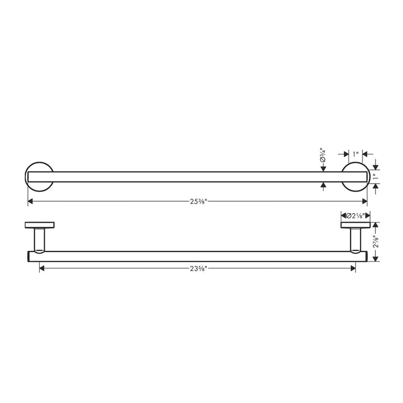 Logis Universal Single Towel Bar - Wall Mount - 24" Brass/Polished Chrome