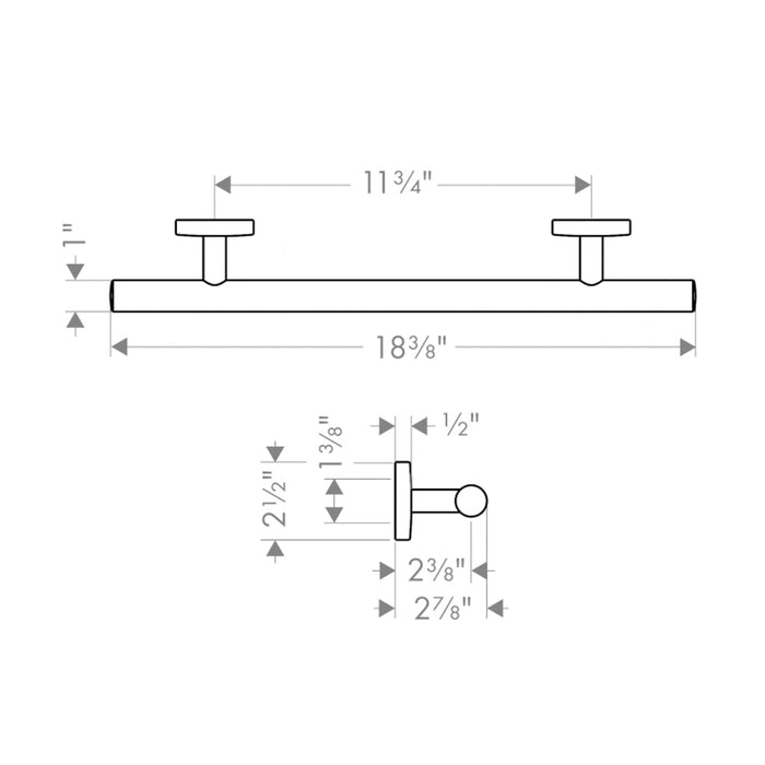 Logis Single Towel Bar - Wall Mount - 12" Brass/Polished Chrome