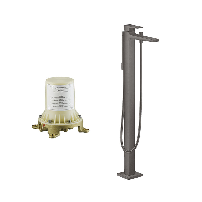 Metropol Tub Faucet with Rough In Valve - Free Standing - 35" Brass/Brushed Black Chrome