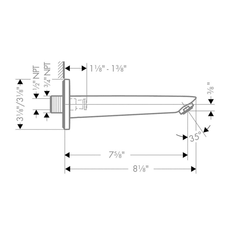 Logis Tub Spout - Wall Mount - 9" Brass/Polished Chrome