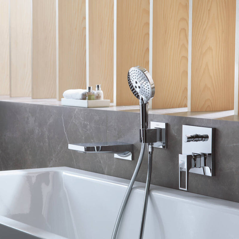 Metropol Tub Spout - Wall Mount - 8" Brass/Polished Chrome