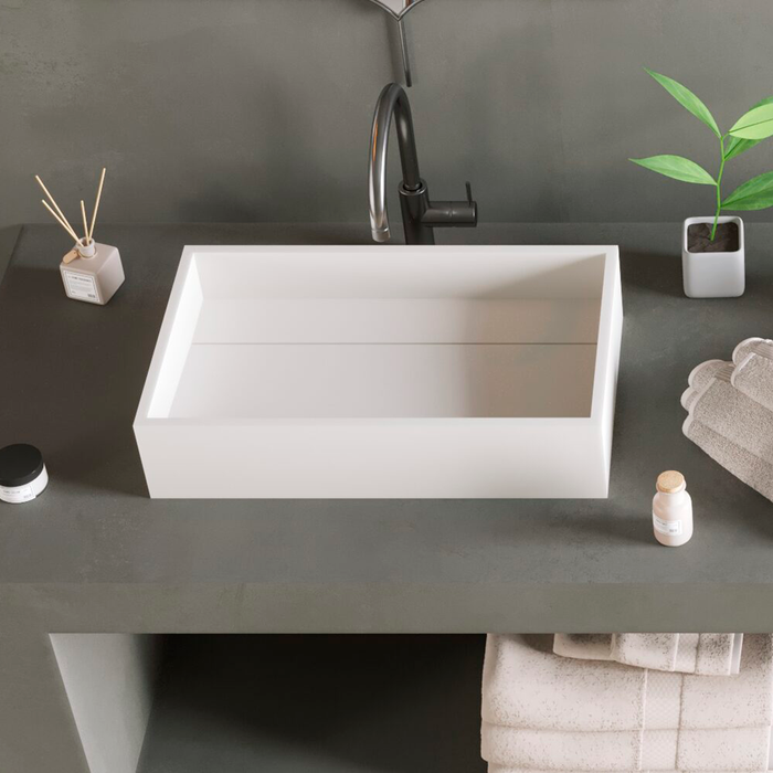 Solidpure Vessel Bathroom Sink - Extra Large Vessel - 20" Solid Surface/White
