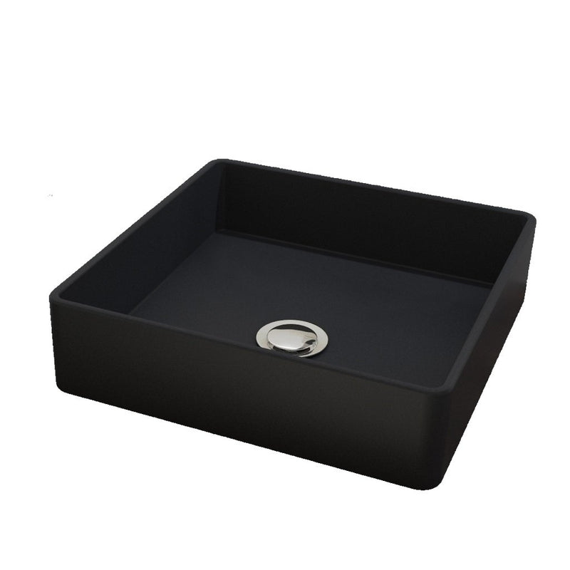 Satet Bathroom Sink - Vessel - 14" Porcelain/Matt Black
