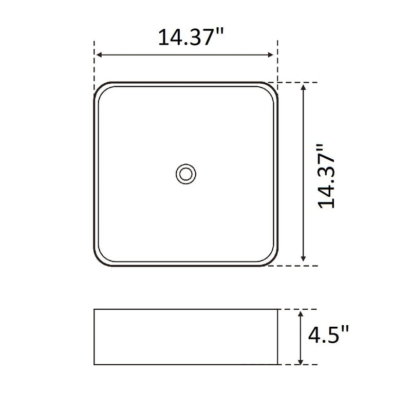Satet Bathroom Sink - Vessel - 14" Porcelain/Matt Black