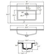 Lyon Center Integrated Vanity Sink - Single Hole - 36" Porcelain/Gloss White