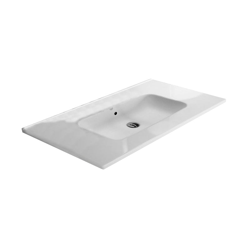 Lyon Center Integrated Vanity Sink - Single Hole - 48" Porcelain/Gloss White