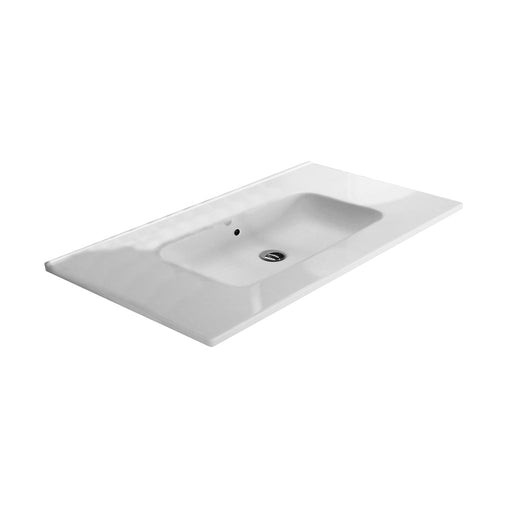 Lyon Center Integrated Vanity Sink - Single Hole - 48" Porcelain/Gloss White