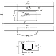 Lyon Center Integrated Vanity Sink - Single Hole - 48" Porcelain/Gloss White