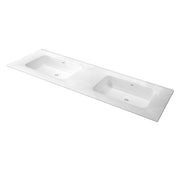 Lyon Double Integrated Vanity Sink - Single Hole - 56" Porcelain/Gloss White
