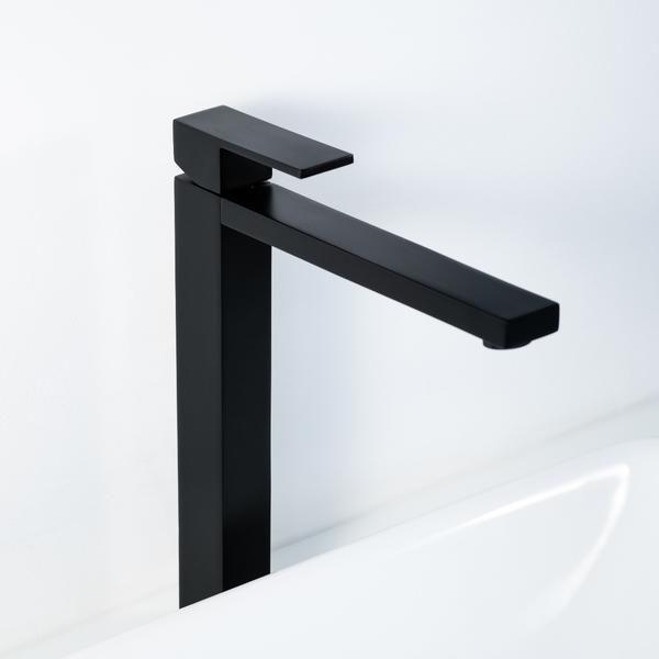 Devon Vessel Bathroom Faucet - Single Hole - 12" Brass/Matt Black