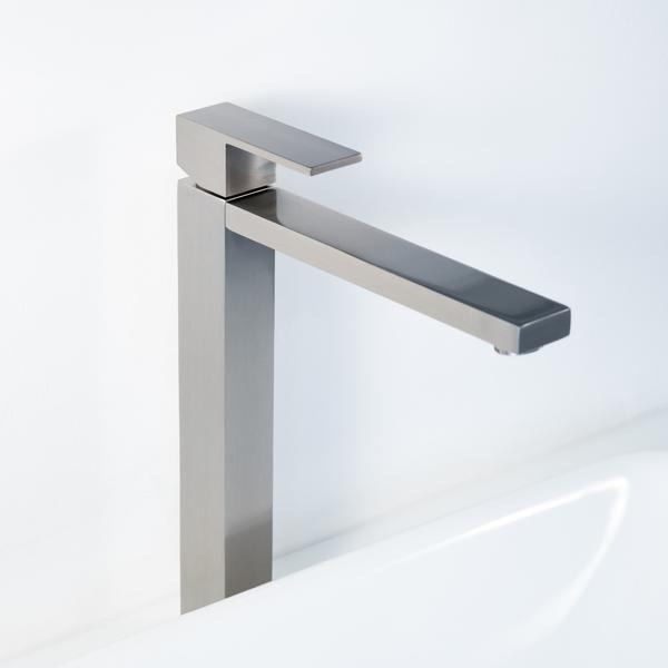 Devon Vessel Bathroom Faucet - Single Hole - 12" Brass/Brushed Nickel