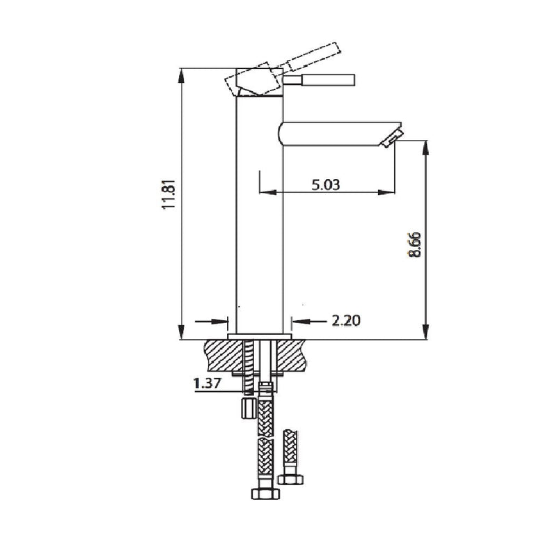 Serie 100 Vessel Sink Bathroom Faucet - Single Hole - 12" Brass/Brushed Nickel