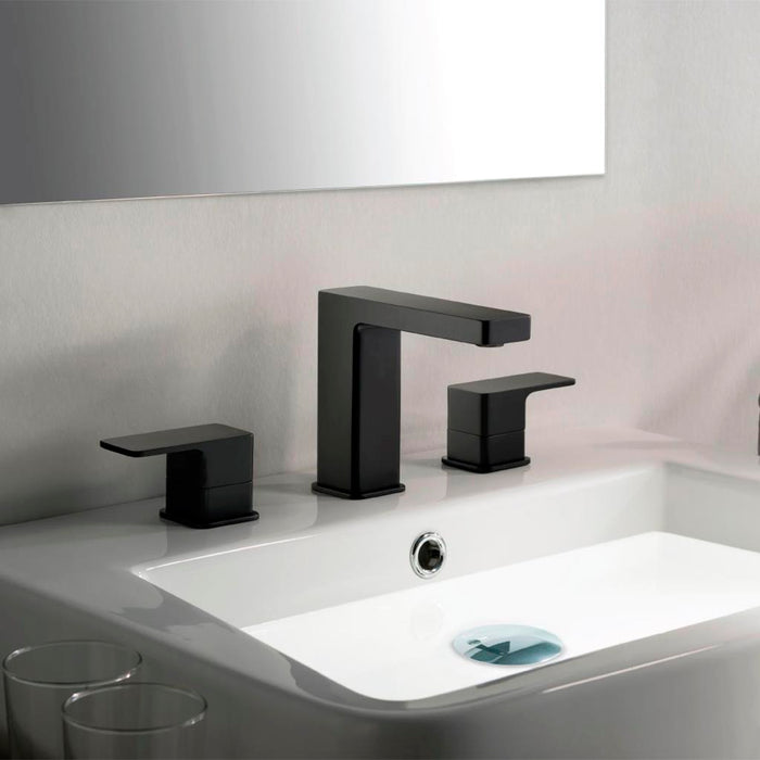 Serie 196 Two Handle Bathroom Faucet - Widespread - 8" Brass/Matt Black