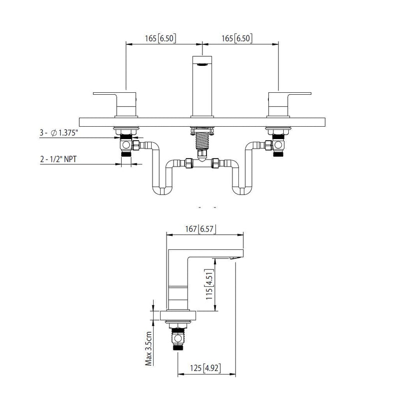 Serie 196 Bathroom Faucet - Widespread - 8" Brass/Matt Black