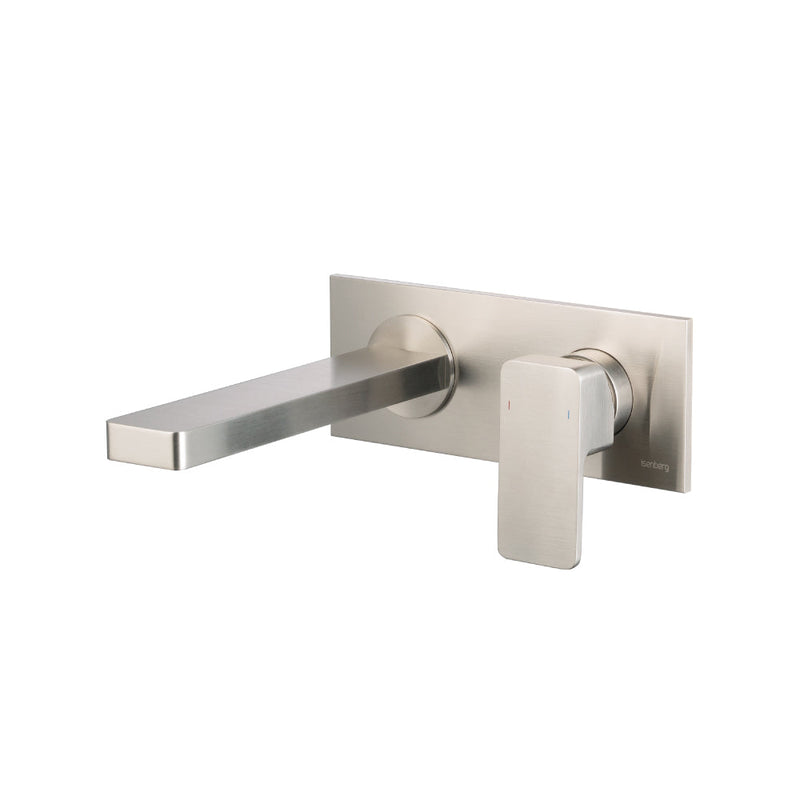 Serie 196 Complete Bathroom Faucet - Single Hole-Wall Mount - 9" Brass/Brushed Nickel