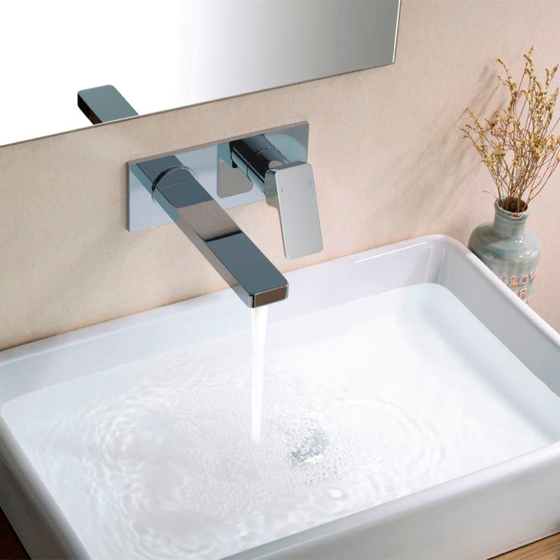 Serie 196 Complete Bathroom Faucet - Single Hole-Wall Mount - 9" Brass/Polished Nickel