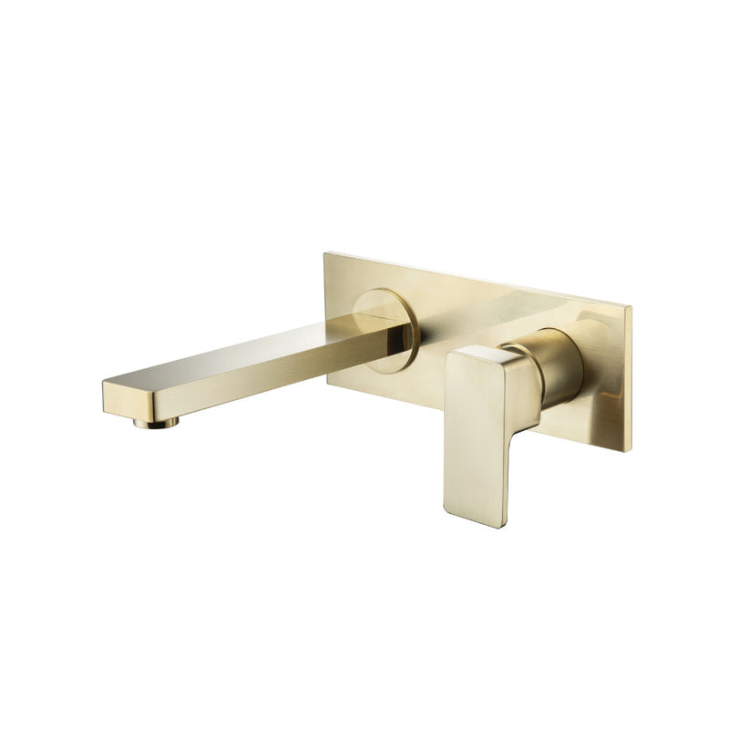 Serie 196 Complete Bathroom Faucet - Single Hole-Wall Mount - 9" Brass/Satin Brass