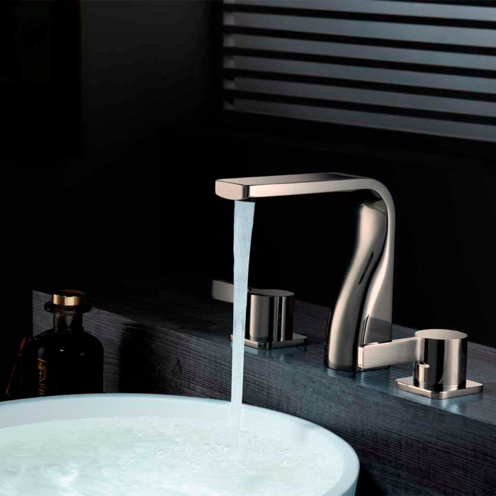 Serie 260 Bathroom Faucet - Widespread - 15" Brass/Brushed Nickel