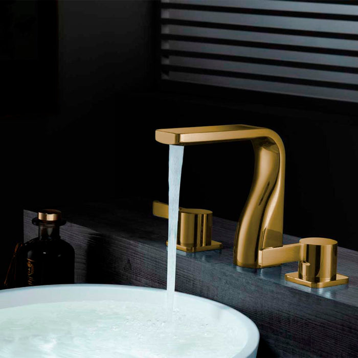 Serie 260 Bathroom Faucet - Widespread - 15" Brass/Satin Brass