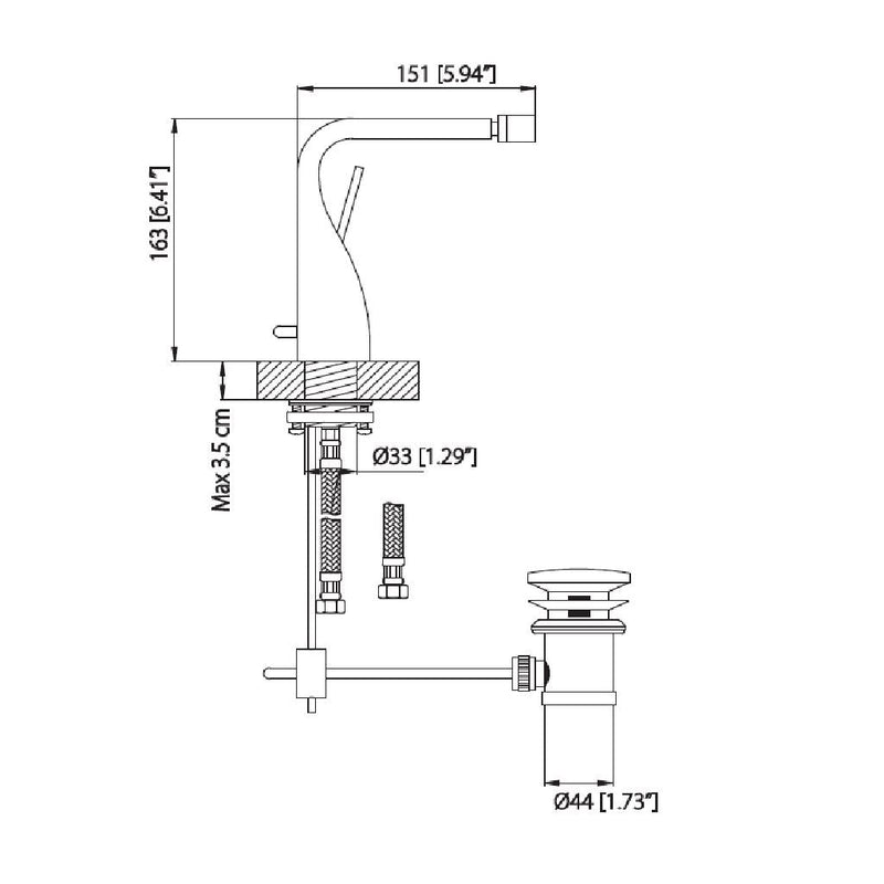 Serie 260 Bidet Faucet - Single Hole - 7" Brass/Brushed Nickel