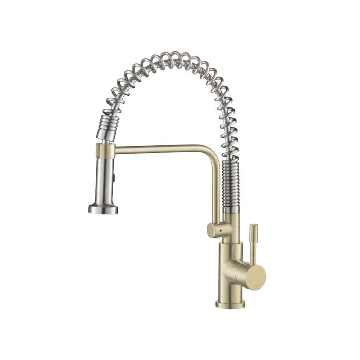 Caso Pull Out Kitchen Faucet - Single Hole - 20" Stainless Steel/Light Tan