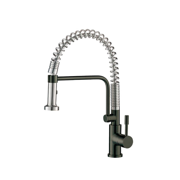 Caso Pull Out Kitchen Faucet - Single Hole - 20" Stainless Steel/Dark Grey