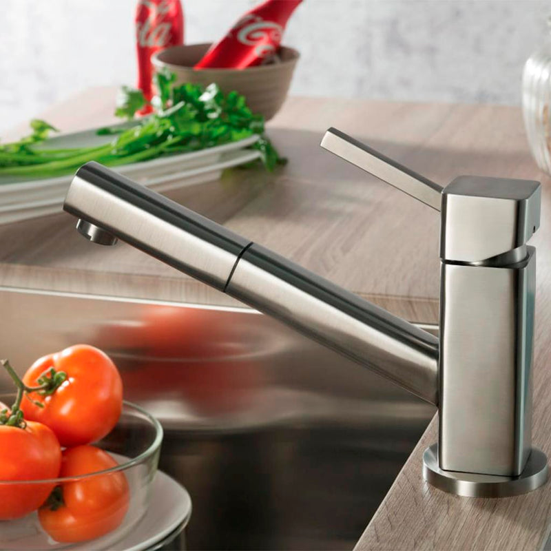 Smallie Pull Out Kitchen Faucet - Single Hole - 7" Stainless Steel/Stainless Steel