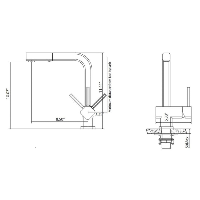 Cito Kitchen Faucet - Single Hole - 10" Stainless Steel/Matt Black