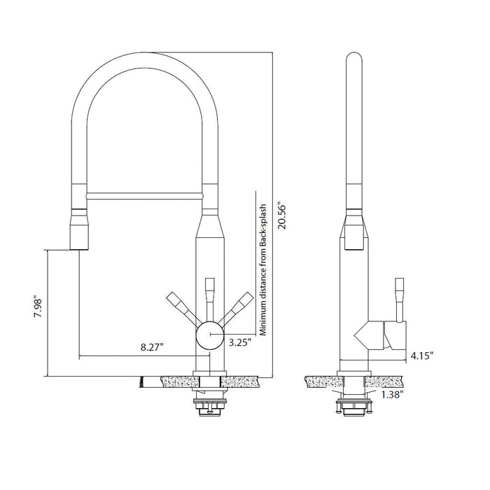 K.1260 Kitchen Faucet - Single Hole - " Stainless Steel/Matt Black