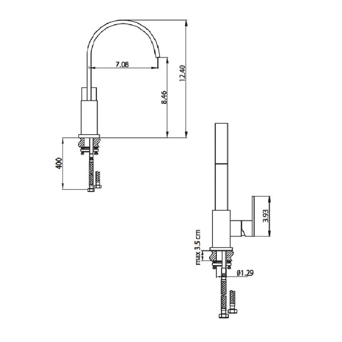 Serie 160 Kitchen Faucet - Single Hole - " Brass/Polished Chrome
