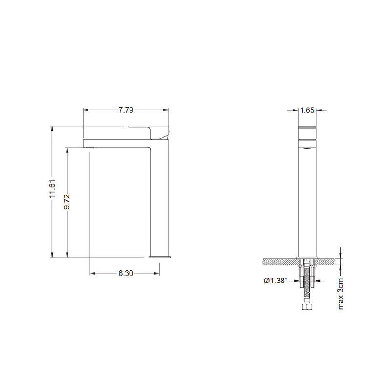 Serie 196 Vessel Sink Bathroom Faucet - Single Hole - 12" Brass/Light Verde