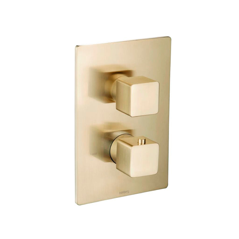 Serie 196 2 Way Thermostatic Trim Complete Shower Set - Wall Mount - 6" Brass/Satin Brass