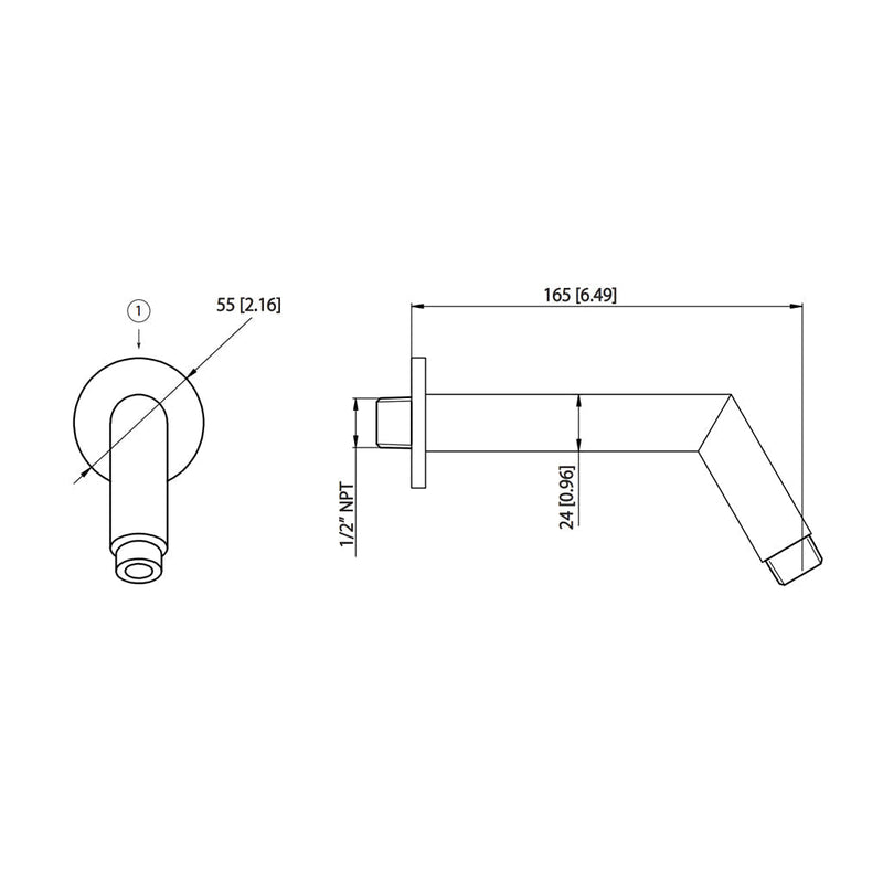 Universal Round Shower Arm - Wall Mount - 7" Brass/Polished Nickel