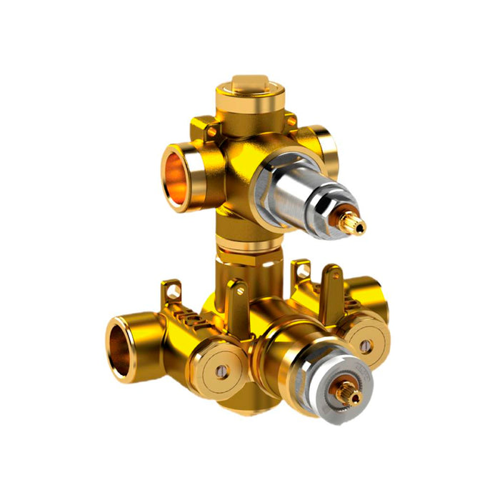 Serie 196 Thermostatic Trim Shower Mixer - Wall Mount - 6" Brass/Satin Brass