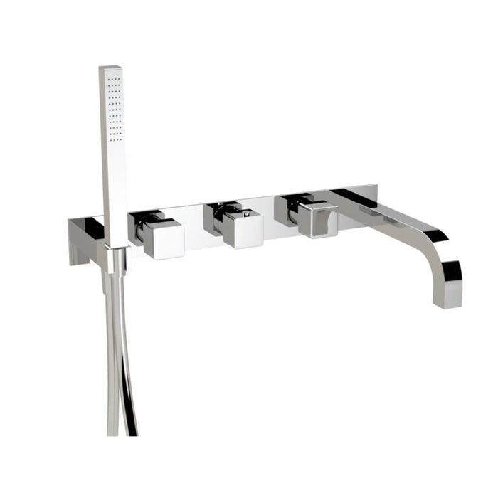 Serie 196 Tub Faucet - Wall Mount - 6" Brass/Polished Chrome