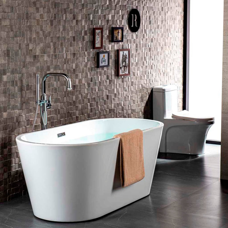 Serie 250 Hand Shower Complete Tub Faucet - Floor Mount - 40" Brass/Polished Chrome