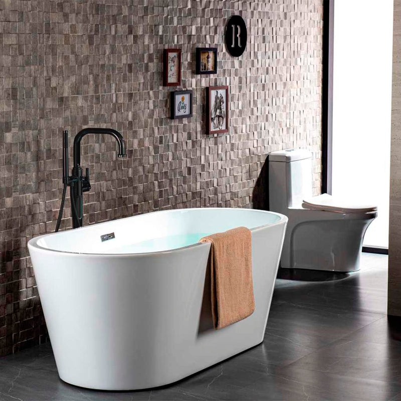 Serie 250 Hand Shower Complete Tub Faucet - Floor Mount - 40" Brass/Matt Black