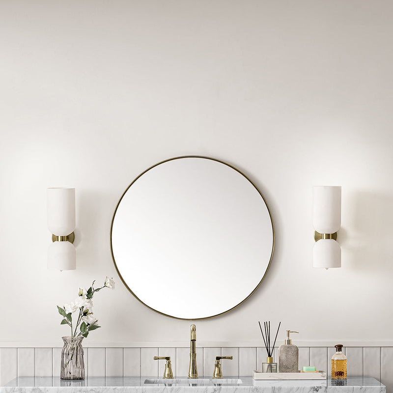 Rohe Round Vanity Mirror - Wall Mount - 30" Brass/Glass/Champagne Brass