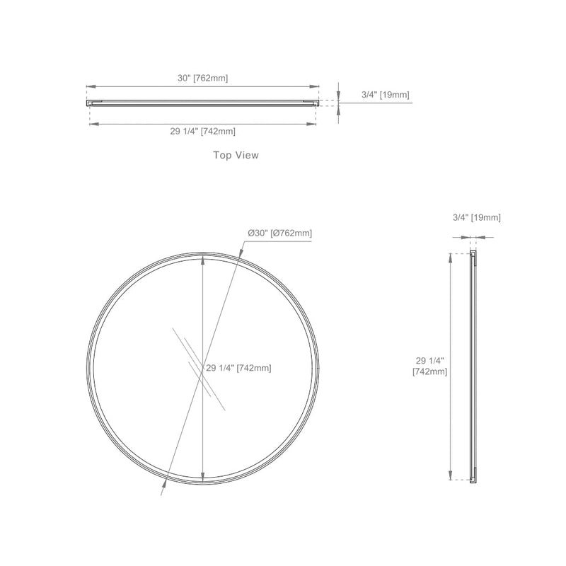 Rohe Round Vanity Mirror - Wall Mount - 30" Brass/Glass/Champagne Brass