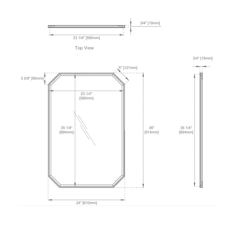 Rohe Octagonal Vanity Mirror - Wall Mount - 24" Brass/Glass/Champagne Brass