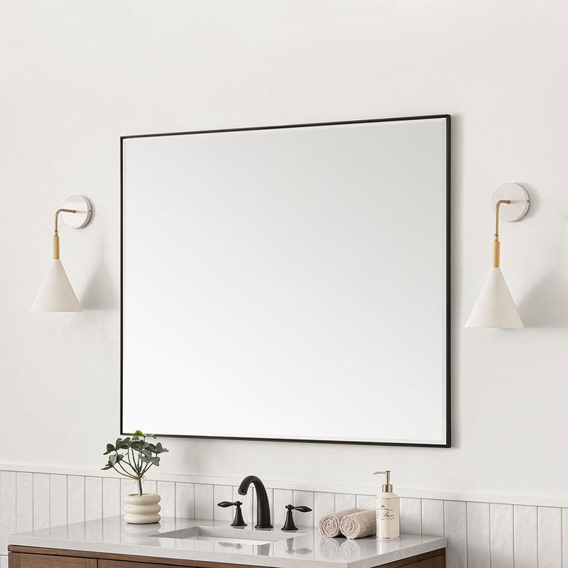 Rohe Square Vanity Mirror - Wall Mount - 48" Brass/Glass/Matt Black