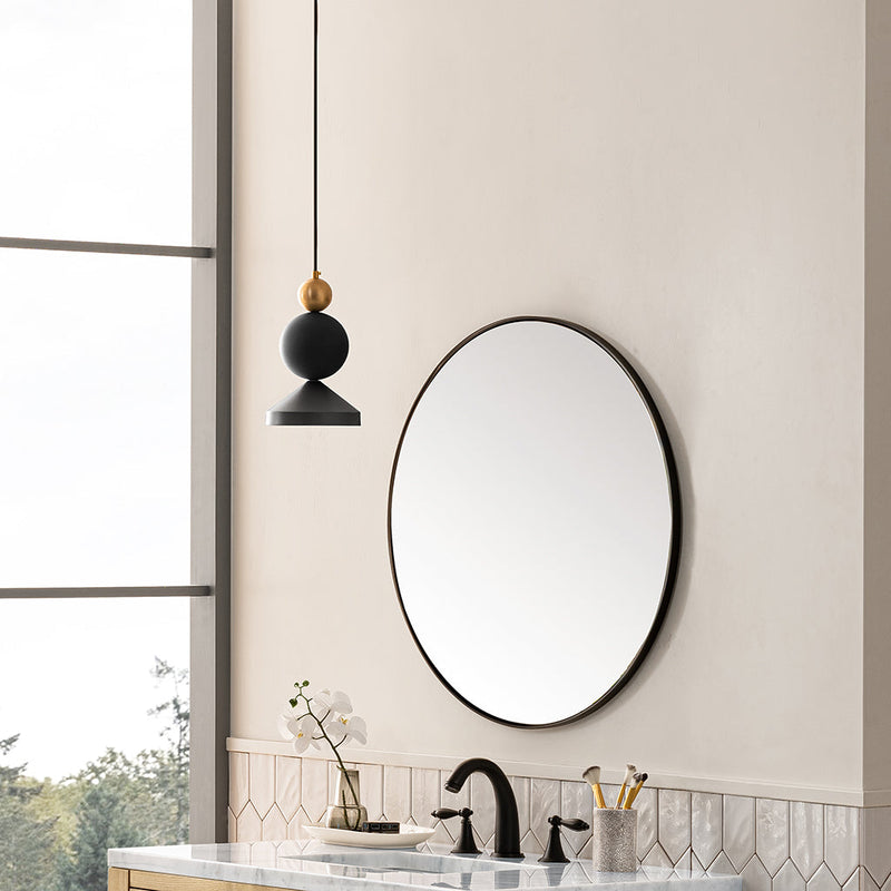 Rohe Round Vanity Mirror - Wall Mount - 30" Brass/Glass/Matt Black