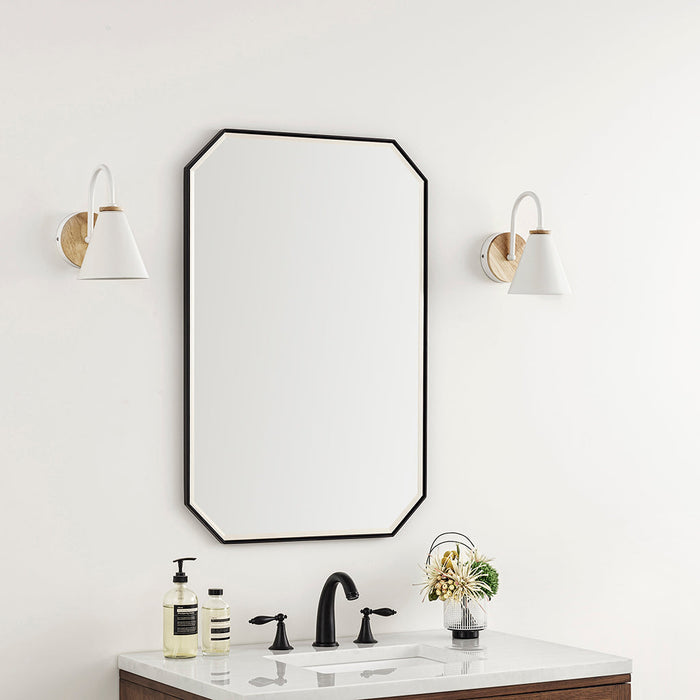 Rohe Octagonal Vanity Mirror - Wall Mount - 24" Brass/Glass/Matt Black