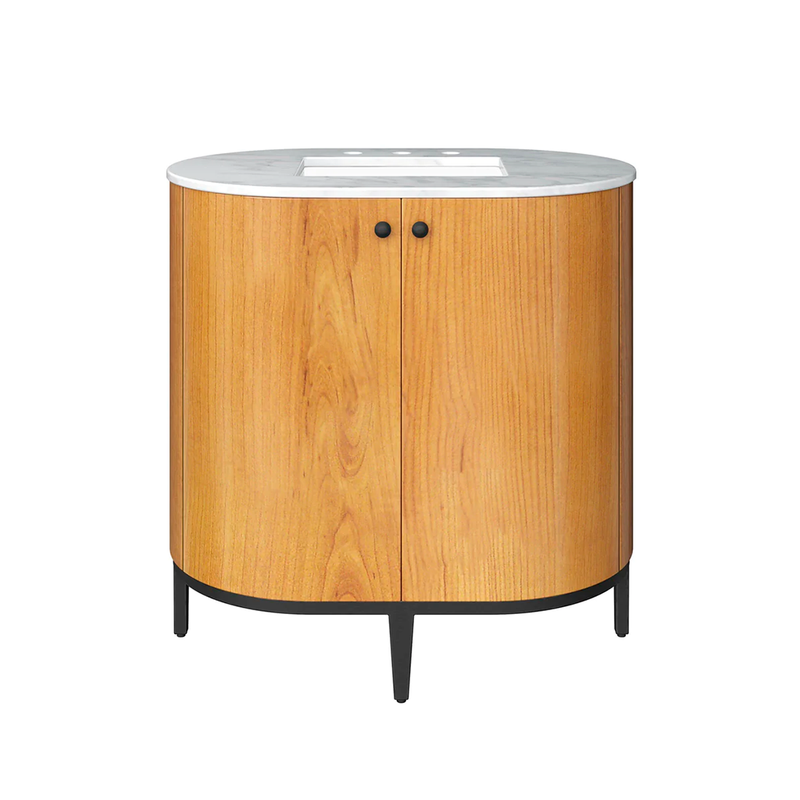 Bellamy 2 Doors Bathroom Vanity with Marble Sink - Floor Mount - 36" Mdf/Rustic Oak